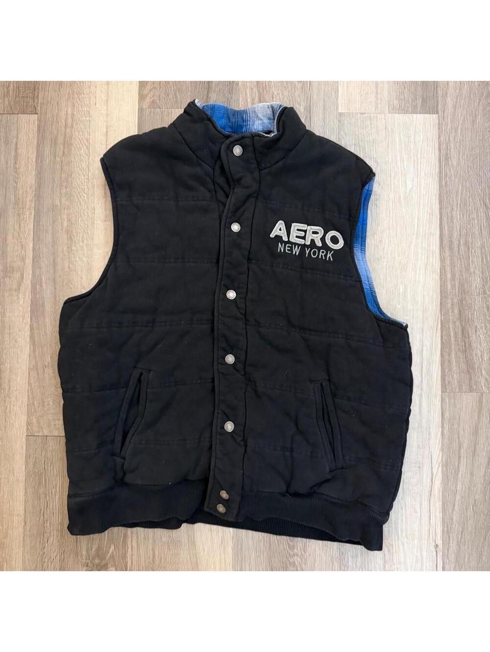 Y2k Aeropostale black vest sz XXL with blue lining #aeropostale #vest